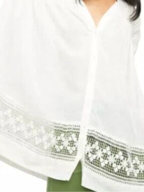 Free People  oversized White Tunic with Lace Hem size L